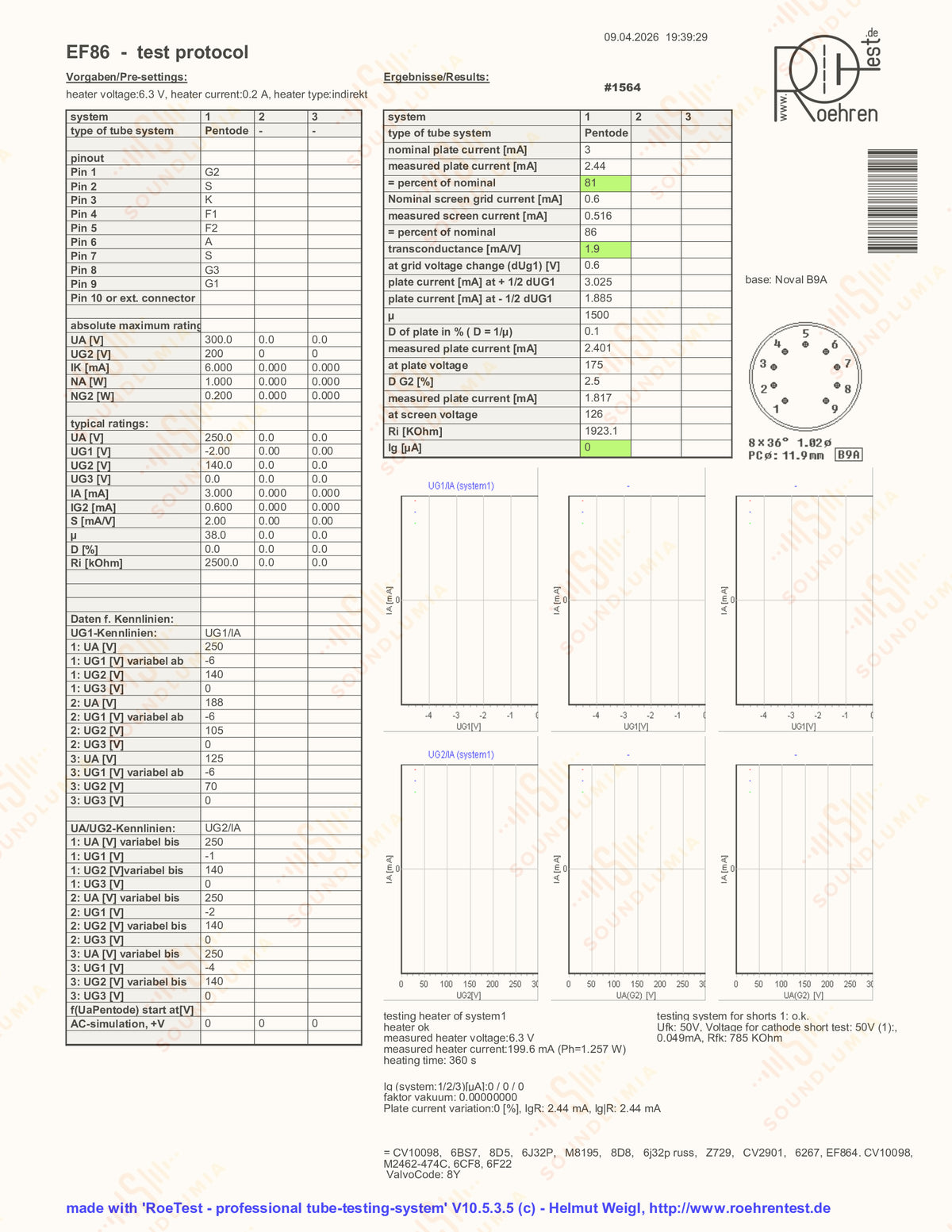 Valvo EF86 6267 Mesh Plates O-getter - Hamburg