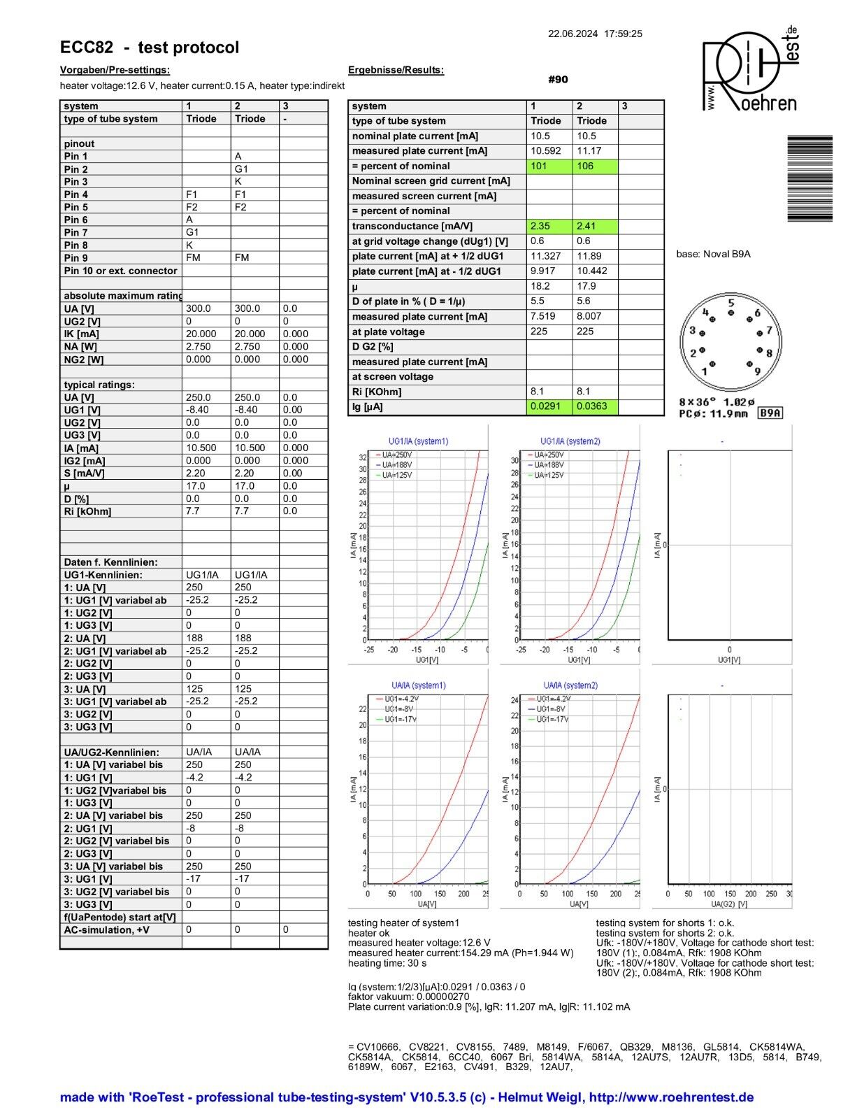 Telefunken ECC82 12AU7 Glatte Platten