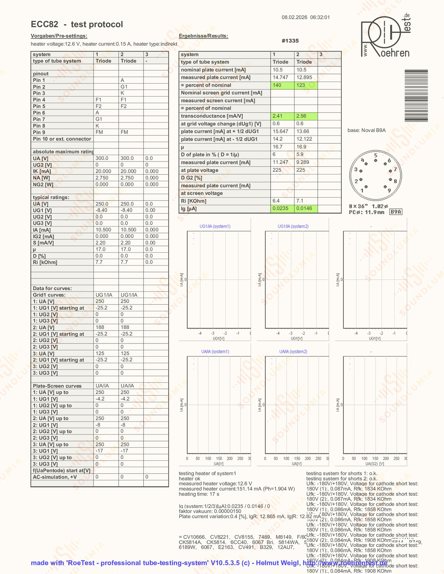 德律风根 ECC82 12AU7 光滑板 柏林