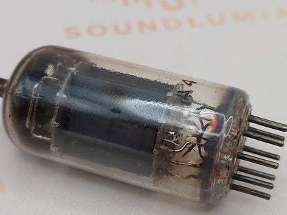 1x Marconi B329 (ECC82+) Getter carré Verre froissé - Grande-Bretagne  