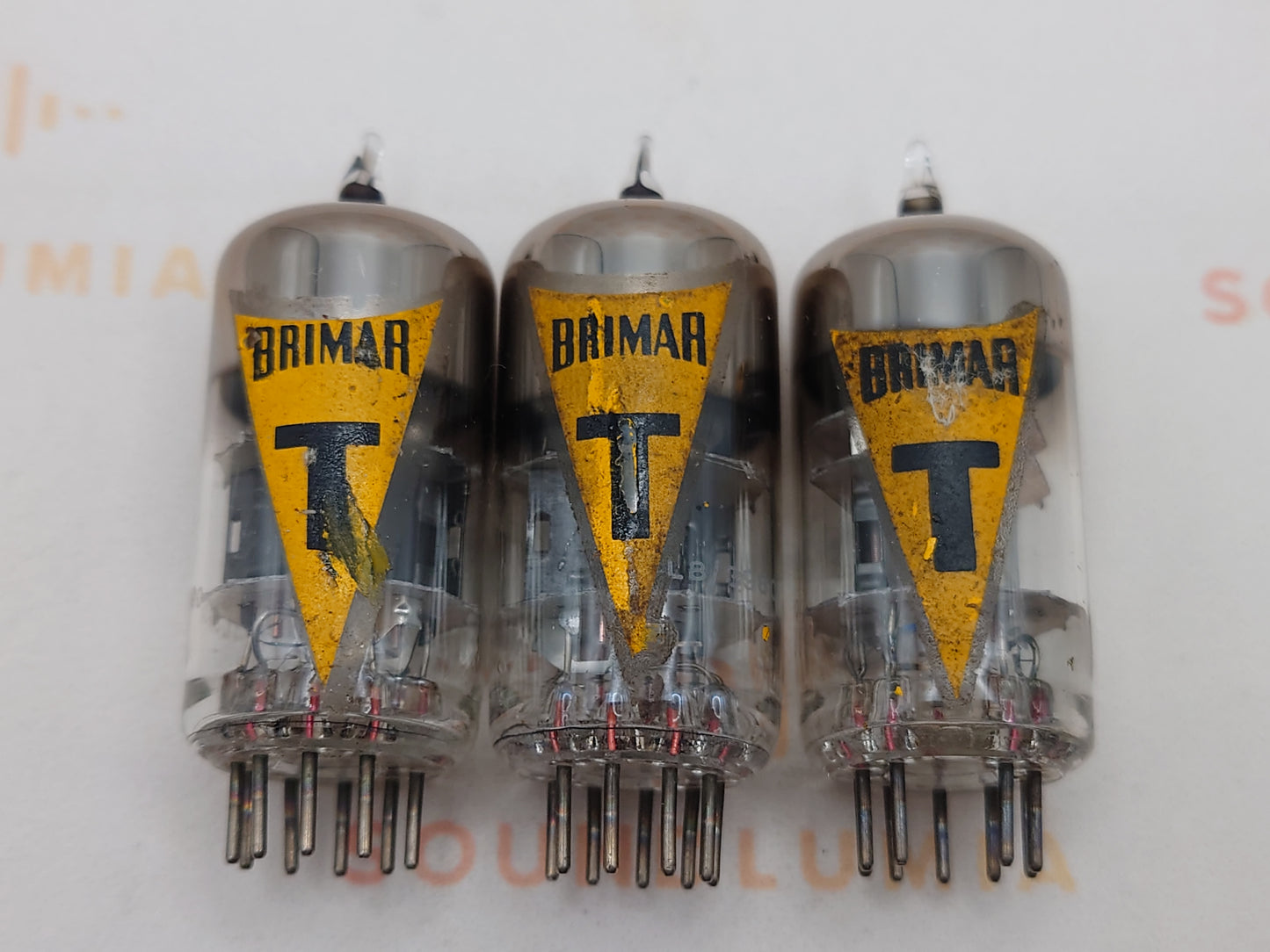 Brimar 6060 ECC81 黄色 T 旗 O-吸收剂 BVA 配对三只