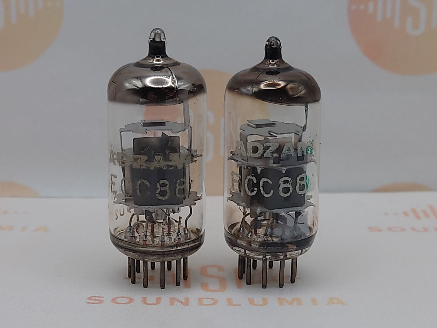 Philips ECC88 6DJ8 O-Getter Matched Pair - Adzam Label  Heerlen '67 - Near NOS