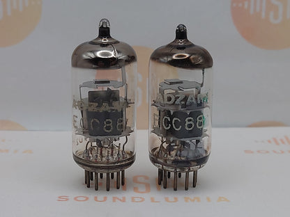 Philips ECC88 6DJ8 O-Getter Matched Pair - Adzam Label  Heerlen '67 - Near NOS