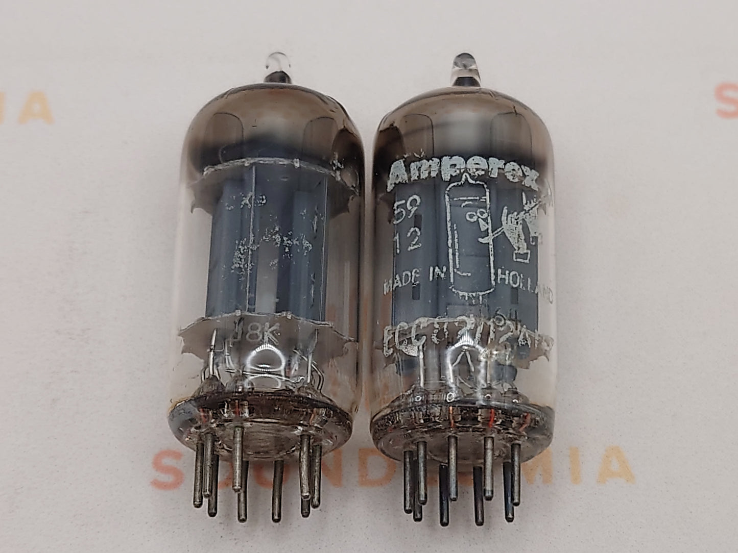 2x Philips ECC82 12AU7 Long Plates D-foil getter - Heerlen 1958 - Strong