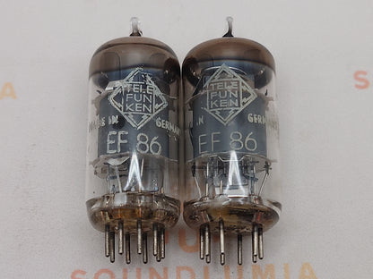 Telefunken EF86 Plaques grises O-getter Paire appariée ◇ Bas - Étiquette Valvo - NOS