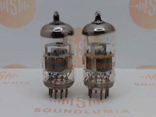 Amperex ECC88 6DJ8 Matched Pair – Orange Globe – Heerlen, NL 1968 – NOS 