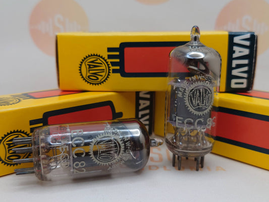Valvo ECC82 Short Plates 30-deg Angled Getter Matched Pair - Hamburg 1960 - NOS+