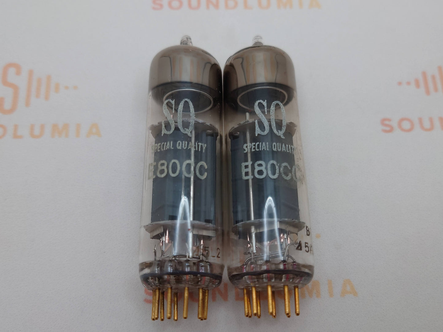Philips SQ E80CC Matched Pair 6085 (ECC82 equiv.) O-getter Gold Pins - Heerlen 1965 - NOS