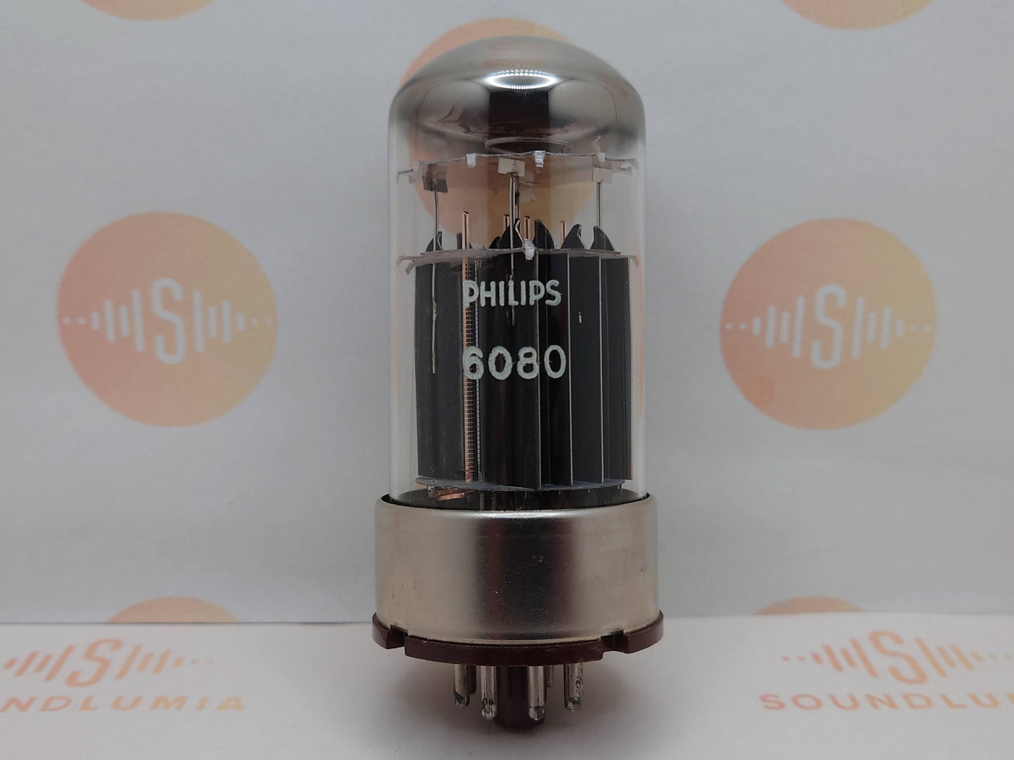 1x Mullard 6080 6AS7 3-Glimmer schwarze Platten Metallsockel - Mitcham '59 AJ1 - NOS+