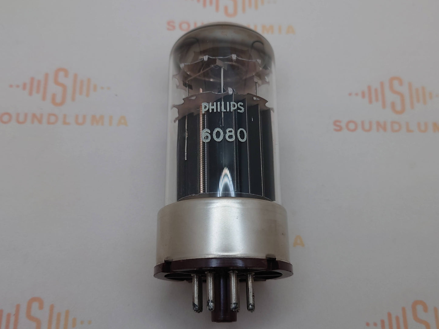 1x Mullard 6080 6AS7 3-Glimmer schwarze Platten Metallsockel - Mitcham '59 AJ1 - NOS+