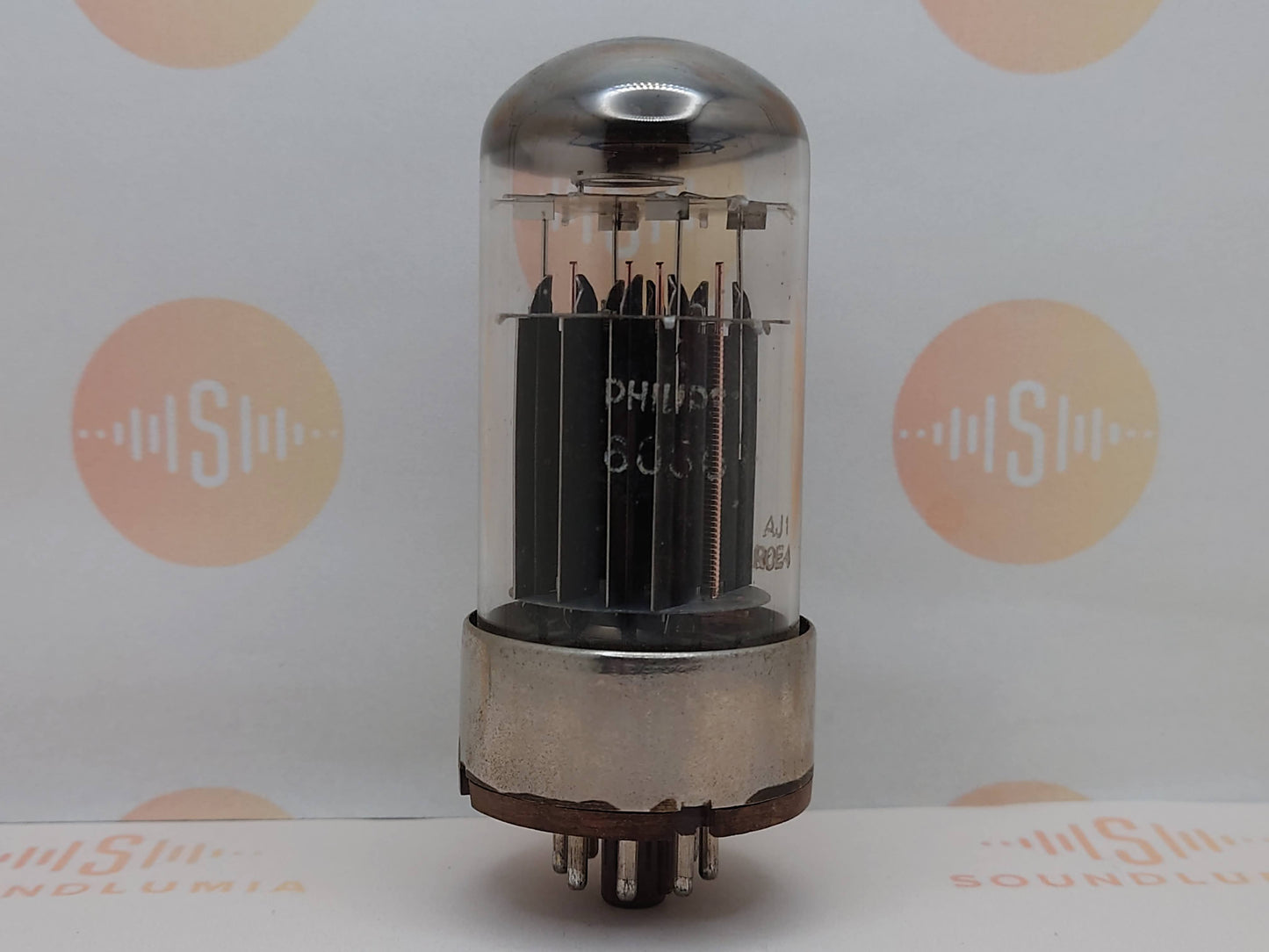 1x Mullard 6080 6AS7 3-Glimmer schwarze Platten Metallsockel - Mitcham '59 AJ1 - NOS+