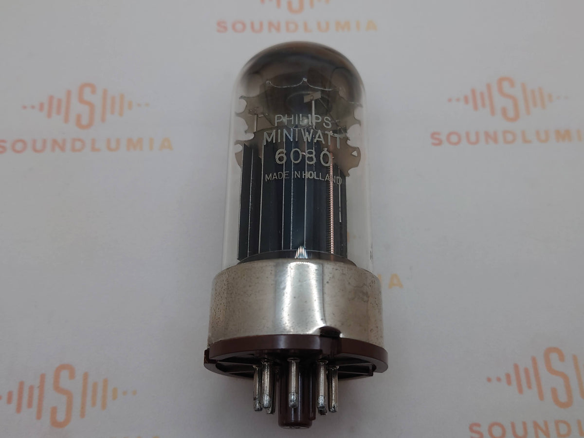 Mullard 6080 6AS7 vacuum tube with Black Plate and Metal Base, image 17