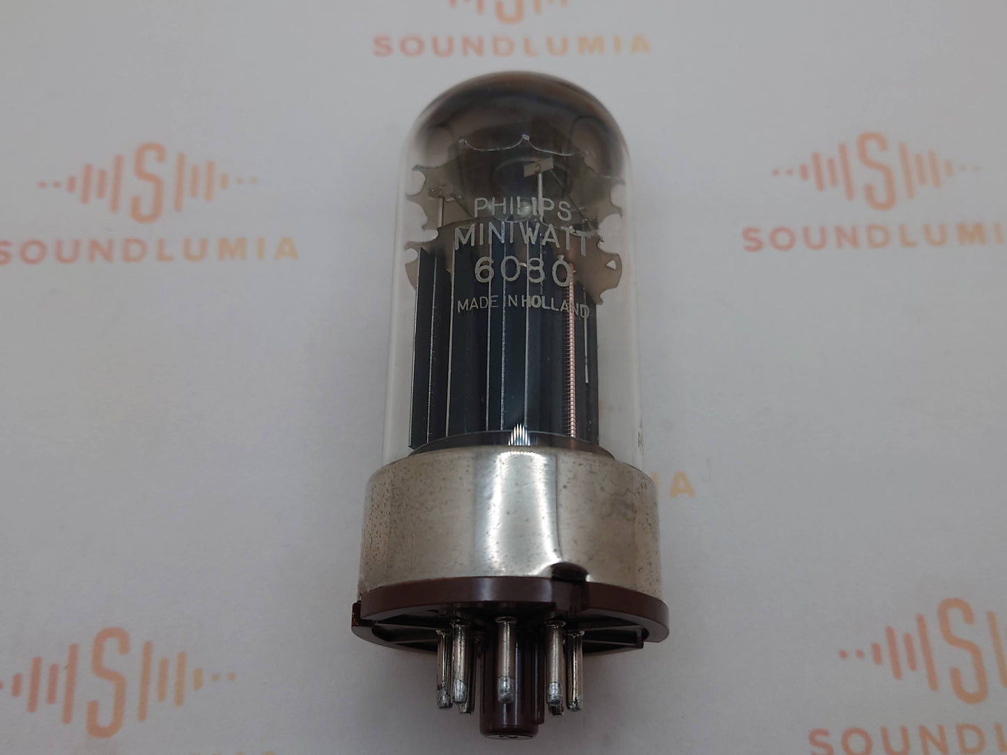 1x Mullard 6080 6AS7 3-Glimmer schwarze Platten Metallsockel - Mitcham '59 AJ1 - NOS+