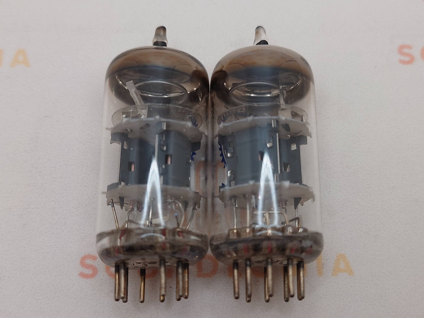 Telefunken 6201 ECC801S Coppia abbinata ◇ Inferiore - Etichetta Valvo blu - Germania Ovest anni '60 - Quasi NOS