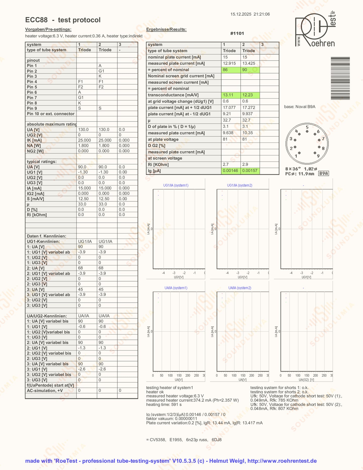 Amperex ECC88 6DJ8 PQ Dimple Disc Getter - Heerlen