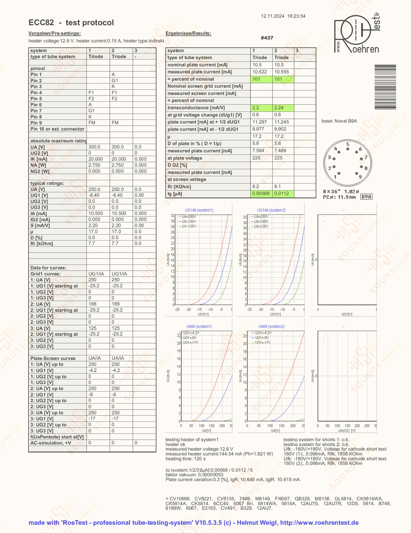 Valvo ECC82 12AU7 Long Plates 30° Hamburg