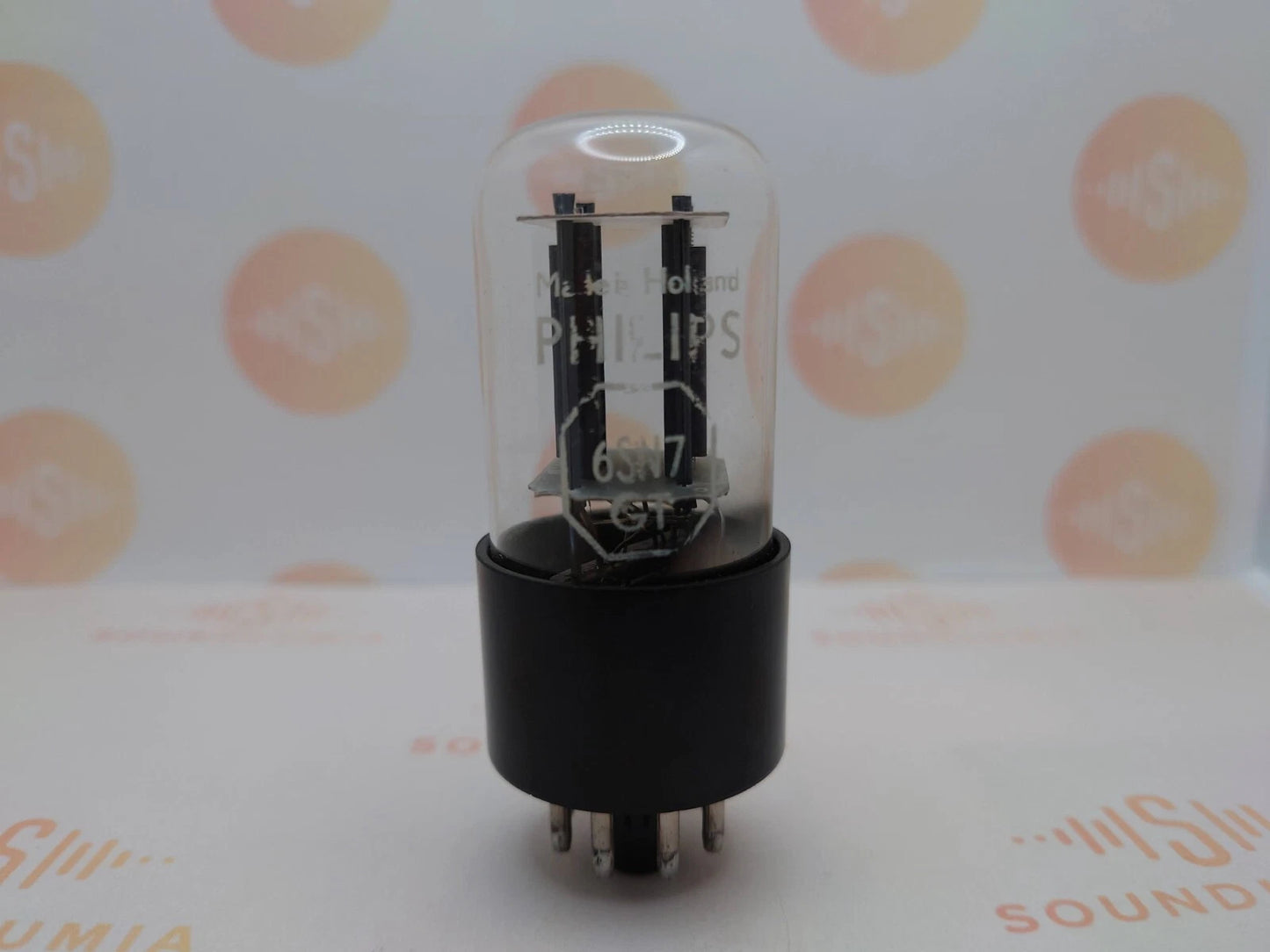 1x Philips 6SN7GT Bottom Rectangle Getter – Holland 1960s – Tests NOS