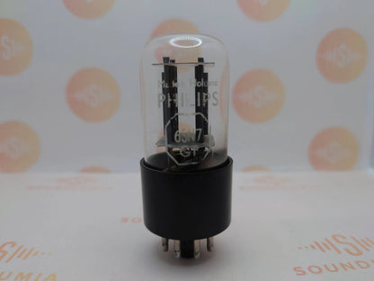 1x Philips 6SN7GT Bottom Rectangle Getter – Holland 1960s – Tests NOS