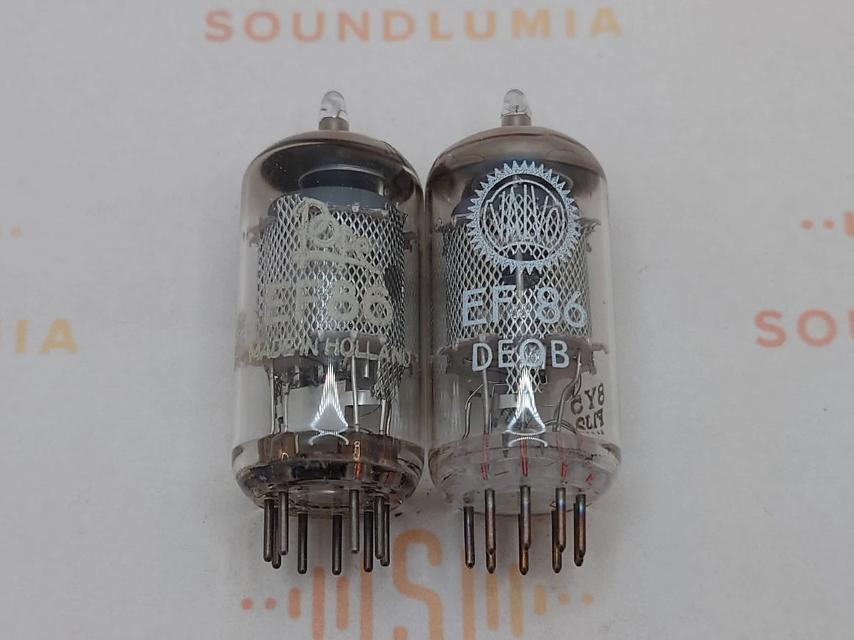La Radiotechnique EF86 Short Mesh Plates Matched Pair - Pope Label - Suresnes '61 - NOS+