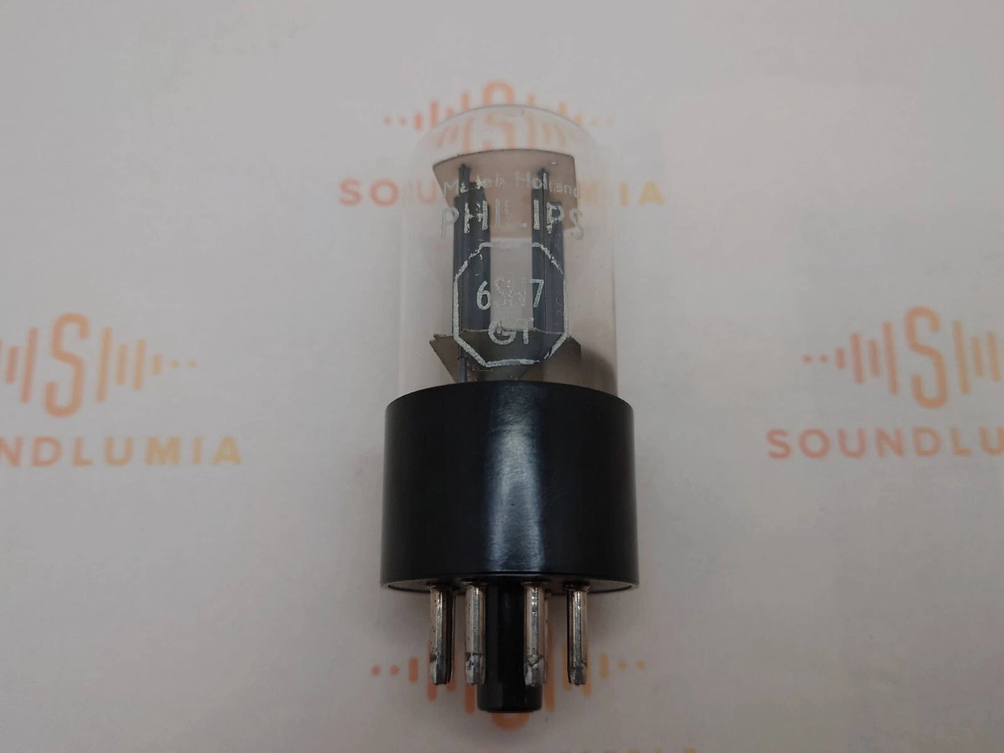 1x Philips 6SN7GT Bottom Rectangle Getter – Holland 1960s – Tests NOS
