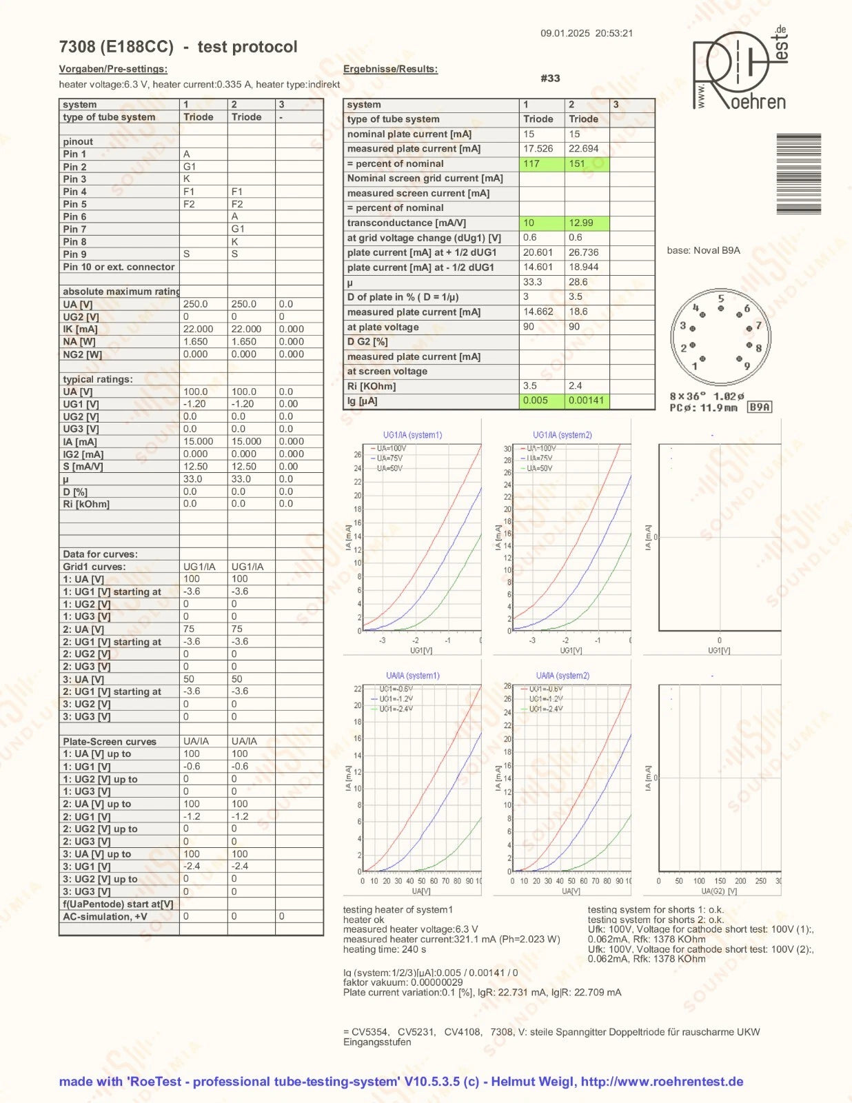 La Radiotechnique 7308 E188CC O-Getter - Suresnes  