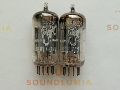 Valvo ECC82 12AU7 Matched Pair 45° Foil D Long Plates - Hamburg 1956 K62 - NOS