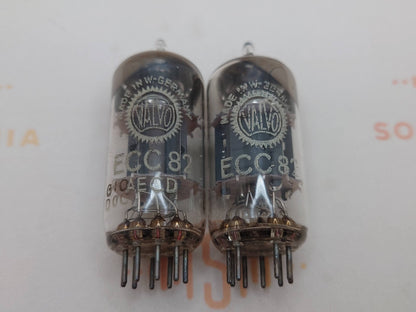 Valvo ECC82 Kurze Platten 30° O-Getter Passendes Paar - Hamburg '60 Gf0 - Nahe NOS