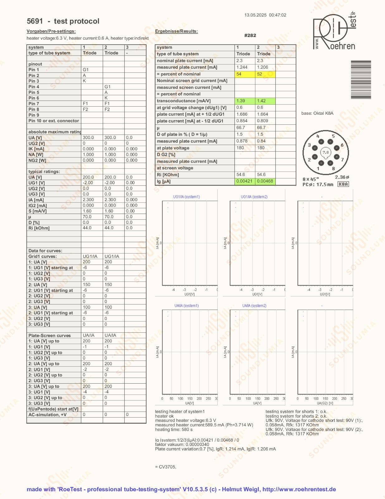 1x RCA 5691 6SL7 Braune Basis - Hergestellt in USA - Stark