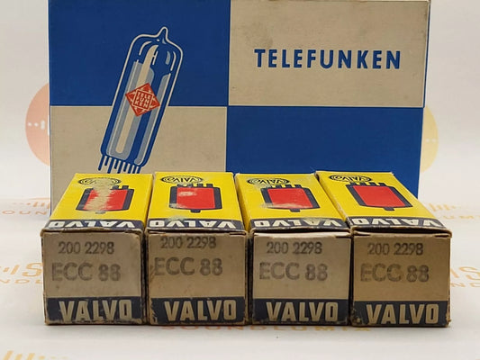 4x Telefunken ECC88 6DJ8 Bottom Original Box - Valvo Lab. Berlin '60s Same Code NIB