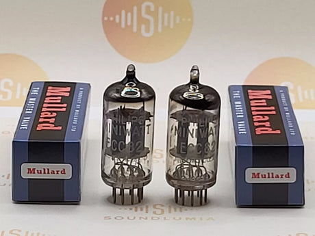Mullard ECC82 12AU7 vacuum tube with O-Getter and Short Plates, image 1