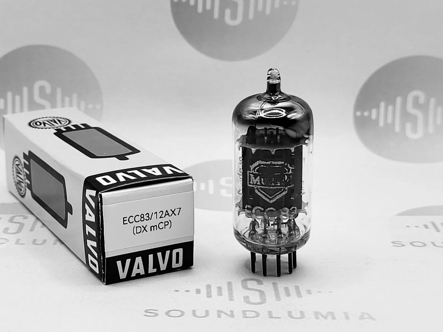 1x Valvo ECC83 Lange Platten Folie D Getter Original Box - Hamburg '54 (DX mCP) NIB 