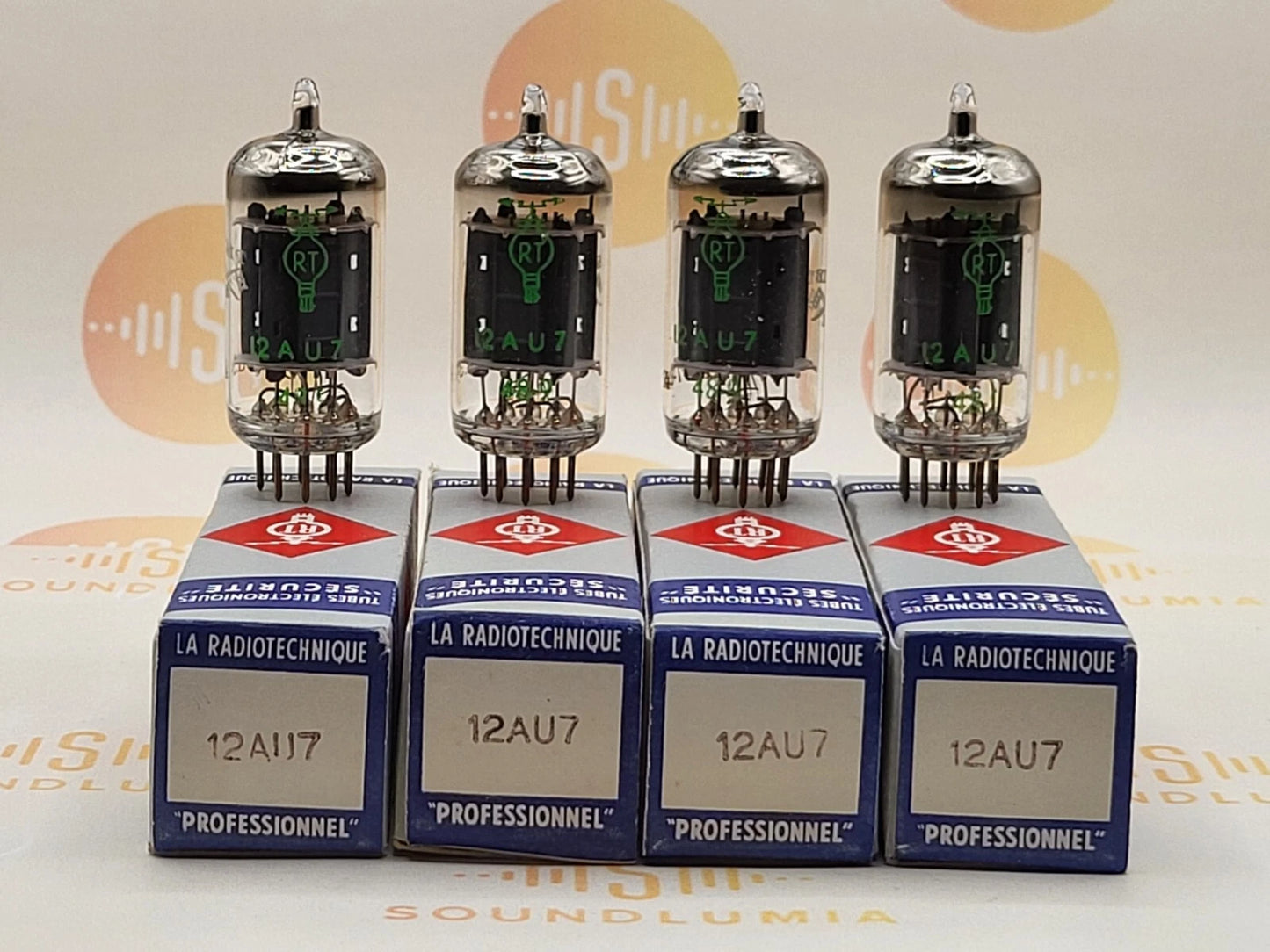 4x La Radiotechnique Philips France ECC82 Long Plates -Surenese FR '59 Same Code - NIB NOS