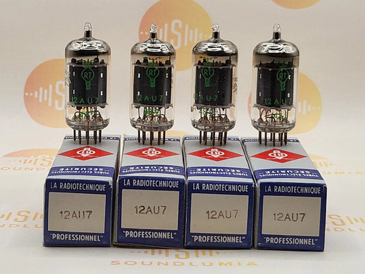 4x La Radiotechnique Philips France ECC82 Long Plates -Surenese FR '59 Same Code - NIB NOS