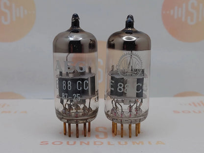1x Mullard E88CC 6922 Dimple Disc Getter - Mitcham 1970 - AEG-Label - NOS