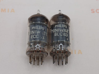 Philips ECC83 D-Folien Getter Lange Platten Passendes Paar - Heerlen '57 mC4 - Stark