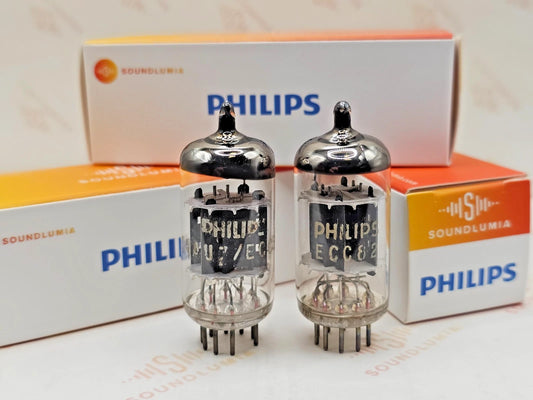 Philips ECC82 12AU7 Piastre corte Getter a disco incavato - Heerlen