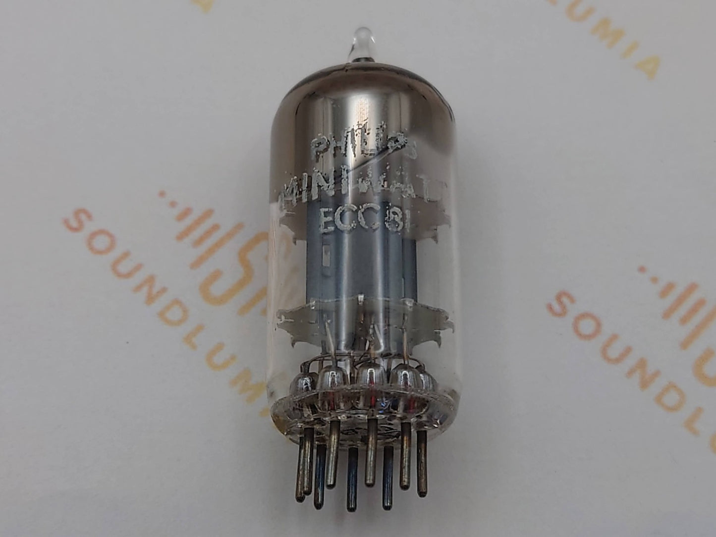 1x Philips ECC81 12AT7 D-getter Kupferstäbe - Kopenhagen 1953 TkB - Nahe NOS