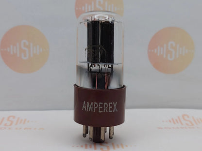 1x Amperex 6SN7GT Bottom D-Getter Black Plates - Brown Base