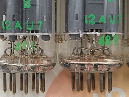 4x La Radiotechnique Philips France ECC82 Long Plates -Surenese FR '59 Same Code - NIB NOS