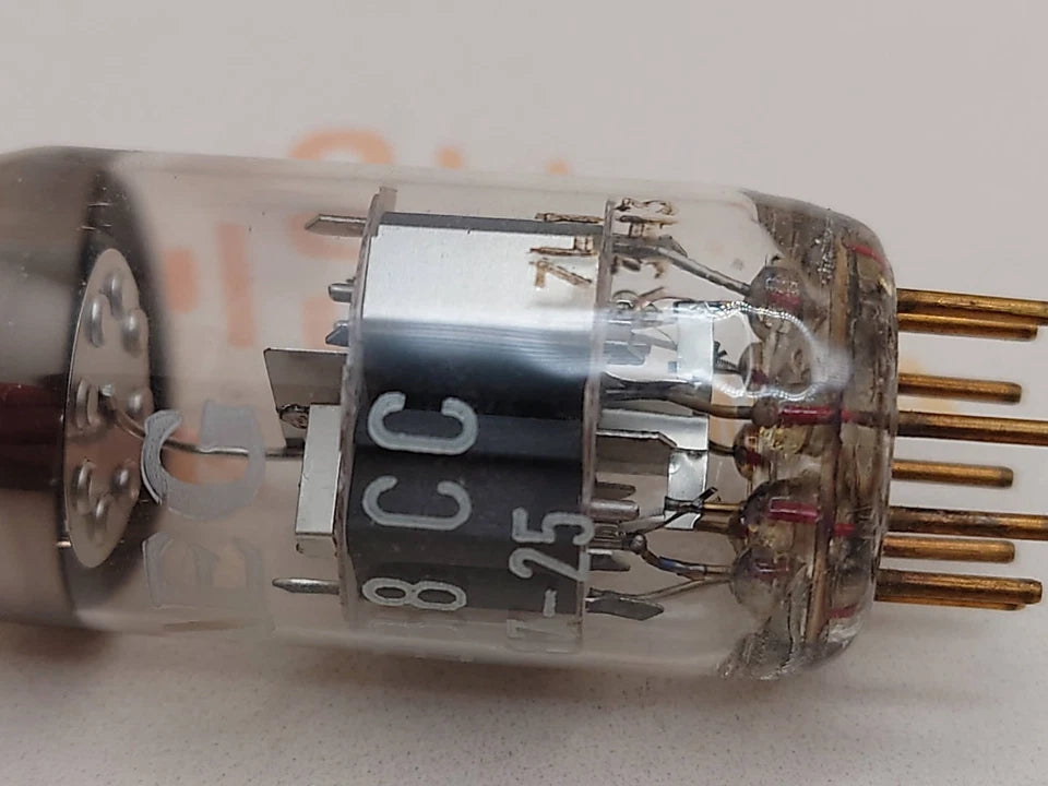 1x Mullard E88CC 6922 Dimple Disc Getter - Mitcham 1970 - AEG-Label - NOS