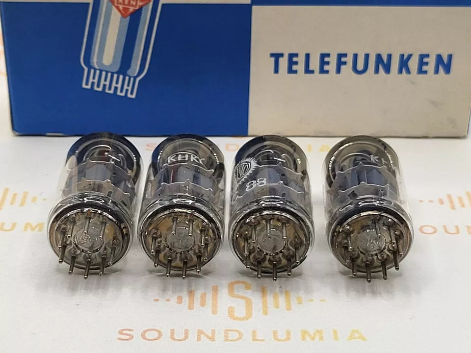 4x Telefunken ECC88 6DJ8 Bottom Original Box - Valvo Lab. Berlin '60s Same Code NIB