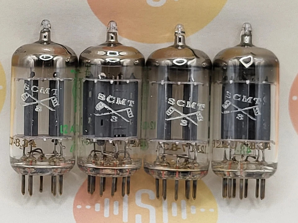 4x La Radiotechnique Philips France ECC82 Long Plates -Surenese FR '59 Same Code - NIB NOS