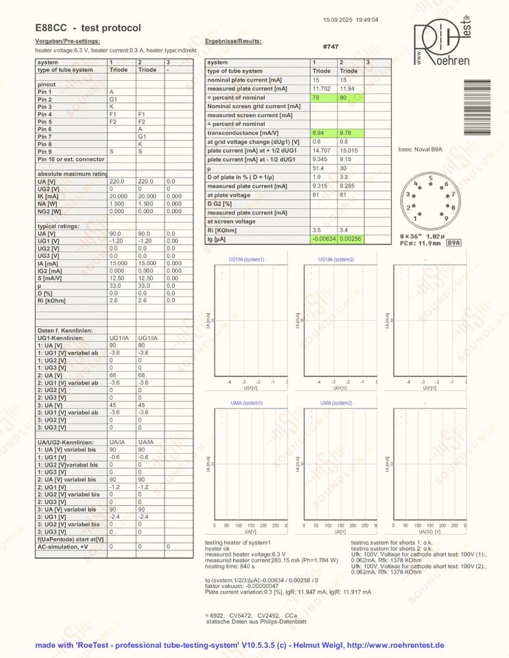 Telefunken E88CC 6922 ◇ Bottom