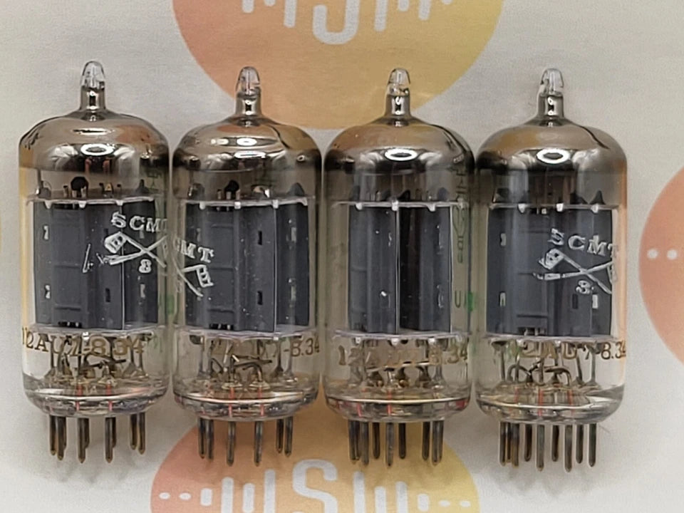 4x La Radiotechnique Philips France ECC82 Long Plates -Surenese FR '59 Same Code - NIB NOS