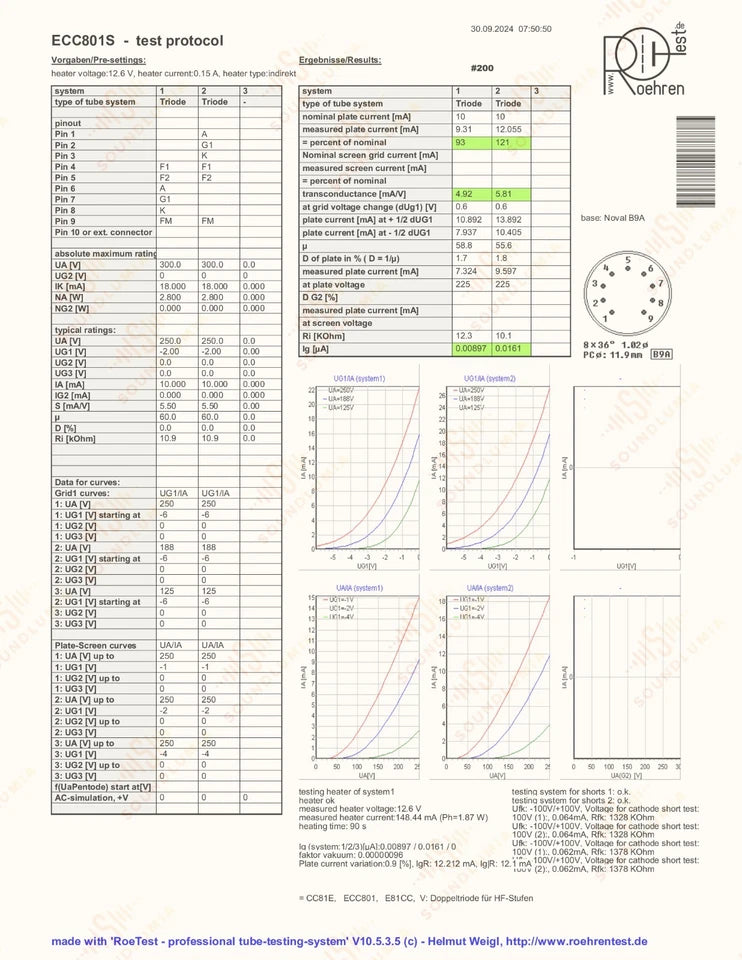 Telefunken ECC801S E81CC 6201 Triple-Mica ◇ Bottom - Germany