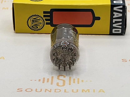 1x Valvo ECC83 Lange Platten Folie D Getter Original Box - Hamburg '54 (DX mCP) NIB 