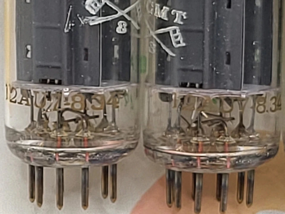 4x La Radiotechnique Philips France ECC82 Long Plates -Surenese FR '59 Same Code - NIB NOS