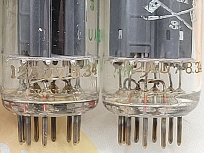 4x La Radiotechnique Philips France ECC82 Long Plates -Surenese FR '59 Same Code - NIB NOS