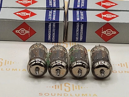 4x La Radiotechnique Philips France ECC82 Long Plates -Surenese FR '59 Same Code - NIB NOS