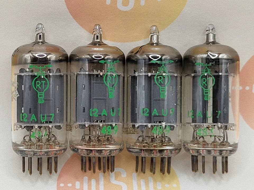 4x La Radiotechnique Philips France ECC82 Long Plates -Surenese FR '59 Same Code - NIB NOS